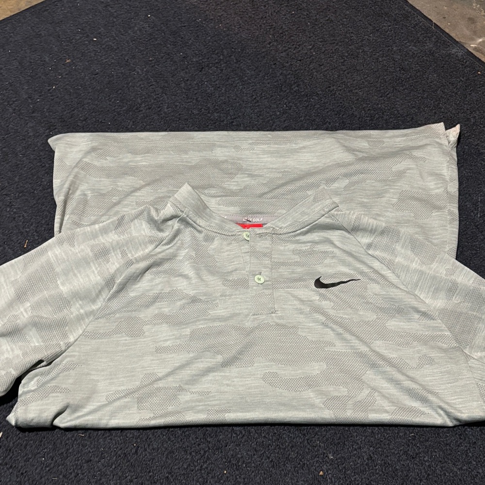 Nike Men's Light Gray Camo Polo Shirt